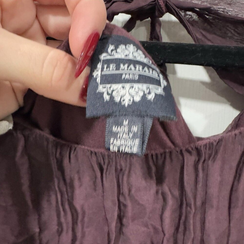 LE Marais Women's Burgundy Silk Blouse Top Shirt Medium M - Picture 7 of 8